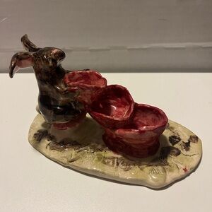 Ceramic Rabbit with Red Accents